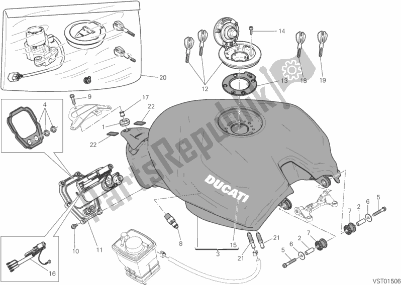 Tutte le parti per il Serbatoio del Ducati Superbike 959 Panigale ABS Thailand 2019